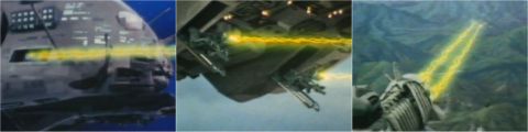 Cruiser firing beam weapons