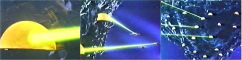 The Imperial Fortress' beam lasers in action